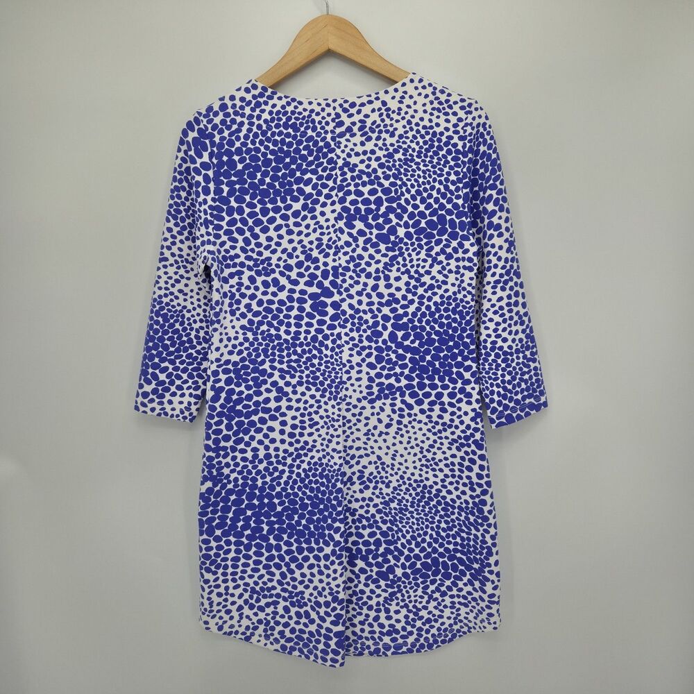 Mahi Gold Womens Hinckley Shift Dress 3/4 Sleeves Blue Dot Print Size Small - Picture 2 of 3